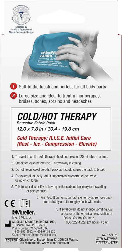 MUELLER Sports Medicine Reusable Fabric Cold & Hot Pack, Ice Pack for Injuries and Pain Relief, Blue