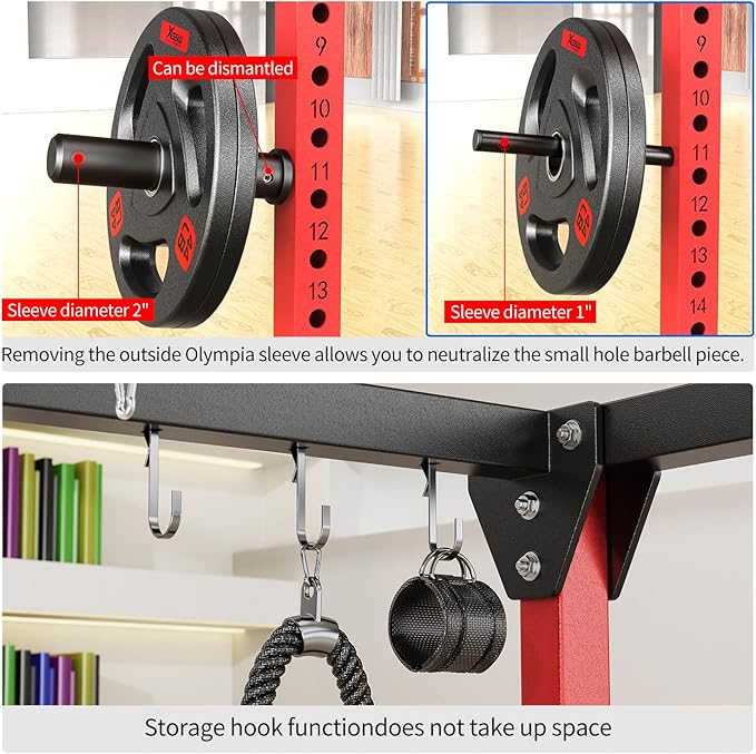 Power Rack Power Cages Multi-Function Squat Rack with Cable Crossover System Selectable More Training Attachment Weight Cage for Garage Home Gym