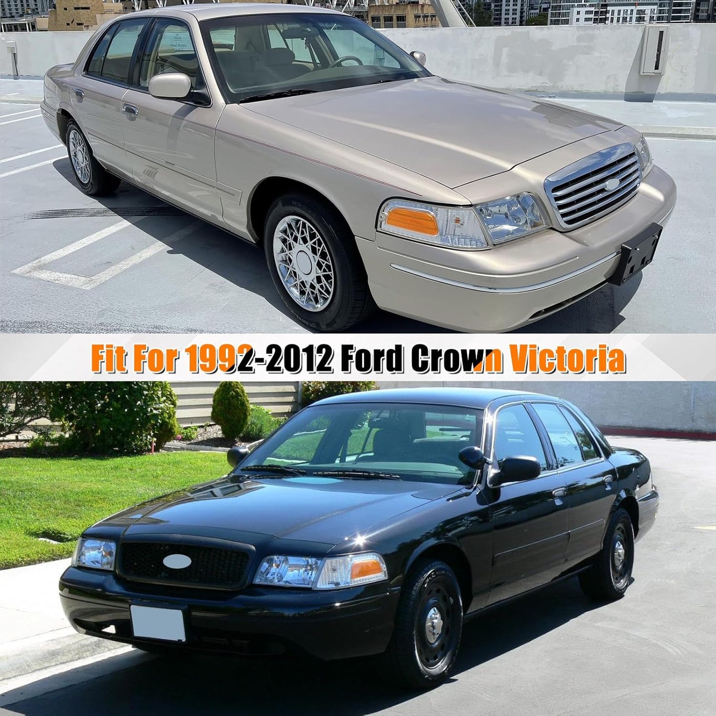 Car Cover Compatible with 1992-2012 Ford Crow Victoria, Custom Fit 300D Oxford with Cotton All Weather Full Car Cover