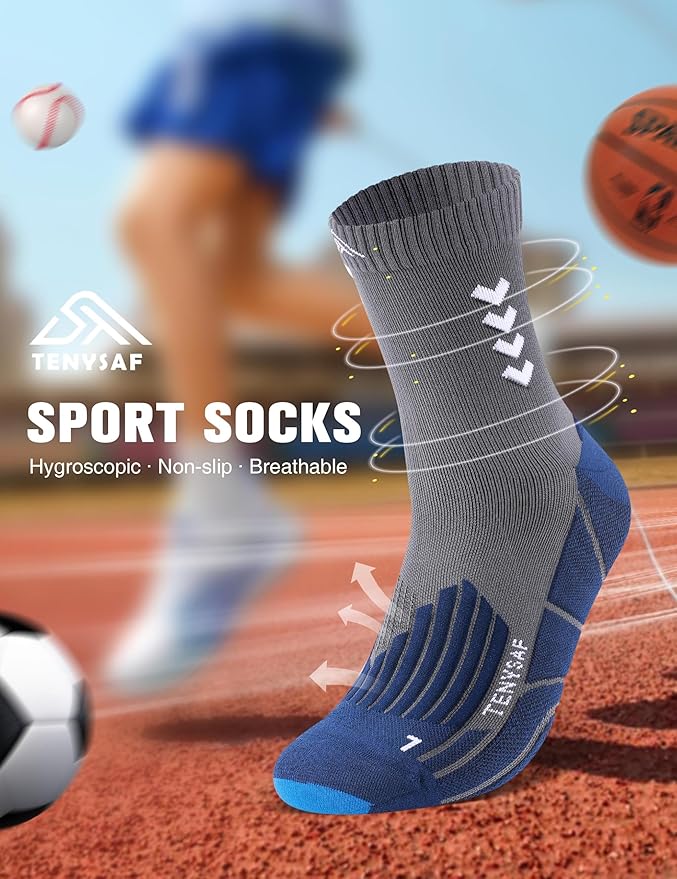 Compression Crew Running Socks: Athletic Socks for Men Women with Cushion,3 Pairs Work Hiking Basketball Sport Socks