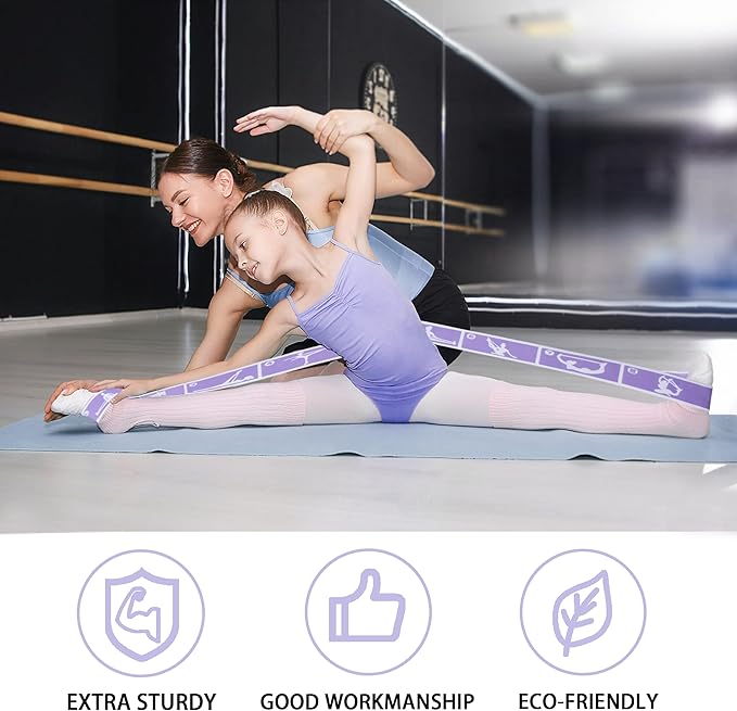 2 Pcs Kids Stretch Bands Dance Stretching Straps for Children Gymnastics Equipment Dance Training Elastic Band for Kids Multi-Loop Numbered Stretch Band for Ballet Cheerleading-8 Loops