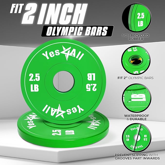 Yes4All Fractional Weight Plates Set, Available In Steel And Rubber, Set of 2/4/6 Plates in 1.25LB, 2.5LB, or 5LB Sizes, Micro Change Plates for Dumbbell and Olympic Barbell Weightlifting