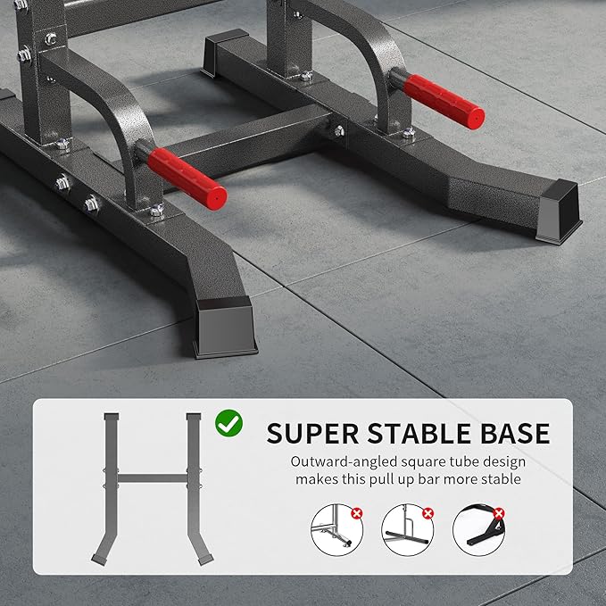 sogesfurniture Adjustable Dip Stands Assistive Trainer for Home Gym - 10-Level Height Wall-Saving Pull Up Bar, Dual Training Stands for Dip Push Up & Core Workout, Heavy Duty Steel Frame