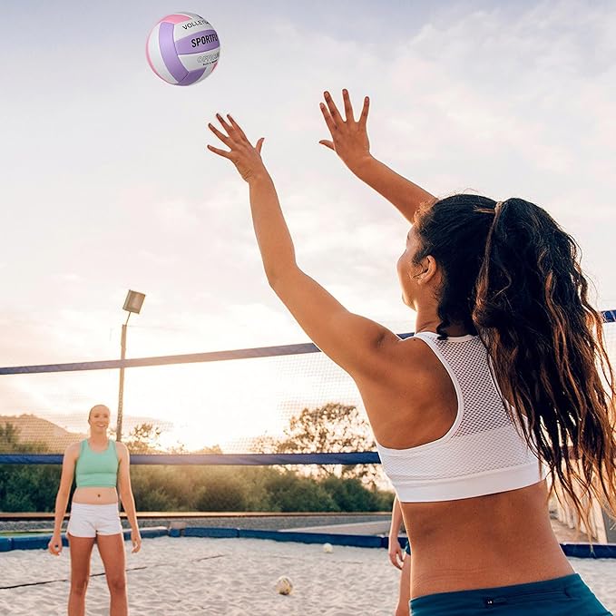 Official Size 5 Volleyball, Soft Indoor Outdoor Volleyball for Game Gym Training Beach Play, 2 Pcs Per Pack with Pump Kit