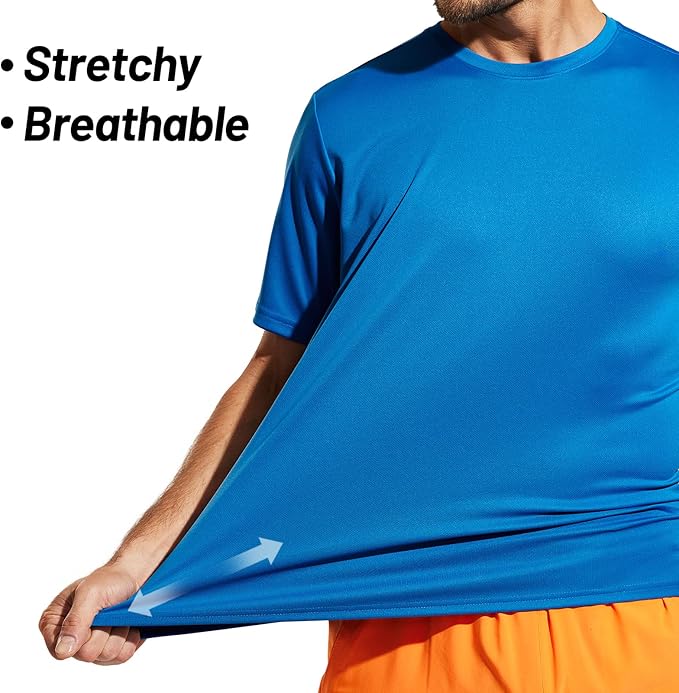 MIER Men's Quick Dry Workout Shirts Moisture Wicking Running Athletic Performance T-Shirts Recycled Polyester Top Tee