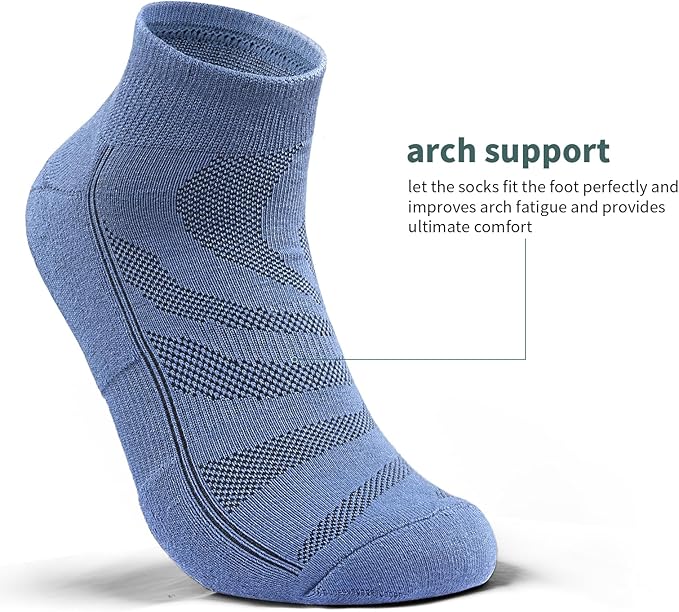 Lapulas 6 Pack Men's Ankle Socks with Cushion, Cotton Quarter Socks for Sport Training Running