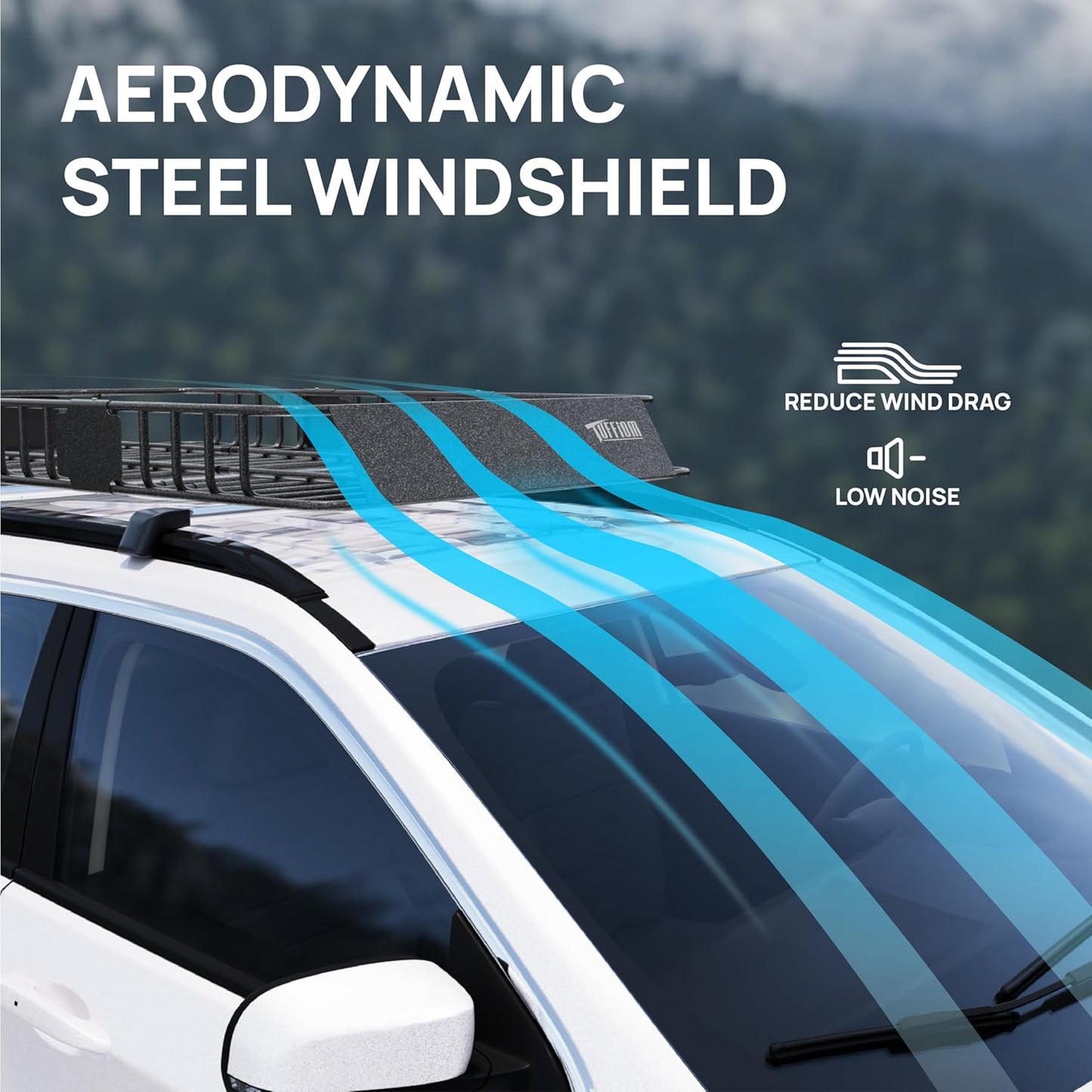 TUFFIOM 250lbs 64 x 39 x 6 inch Extendable Roof Top Cargo Carrier Basket w/Net+Storage Bag+Footrest+Straps, Heavy Duty Rooftop Luggage Holder Steel Rack for SUV Car Truck Van Travel Camping