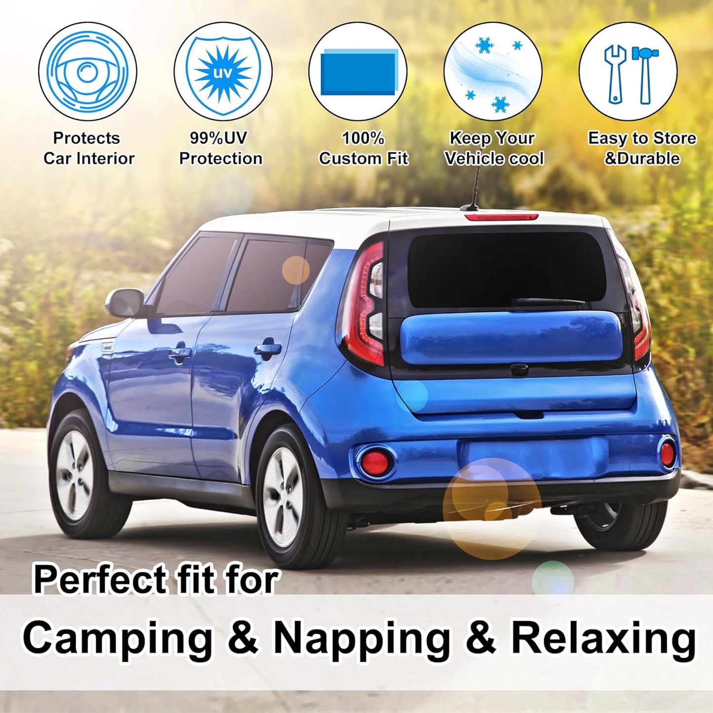 TINGLU Window Shades for Kia Soul 2014-2019 Accessorie Car Side Full Windows Rear Triangular Windshield Sun Shade Sun UV Rays & Privacy Protection for Camping,Napping,and Relaxing 8PCS