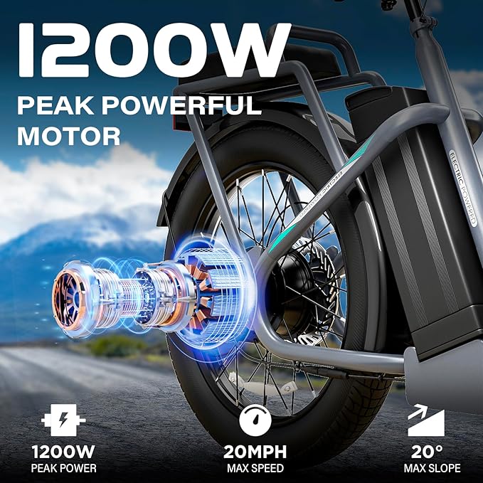 Caroma Electric Scooter with Seat, 48V Removable Battery E-Bike, Up to 30Miles&20MPH, 500/800/1200W Motor, 20" Fat Tire Adult Electric Bicycles for Commuting with Basket