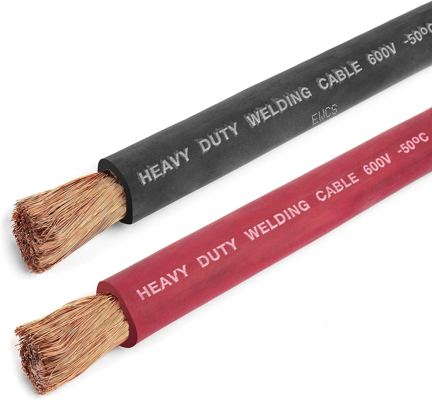 1/0 Gauge EWCS Brand - 15 Feet Each Black + Red - 100% Copper Premium Industrial Grade Extra Flexible Welding Cable 600 Volt Black+Red Combo Pack