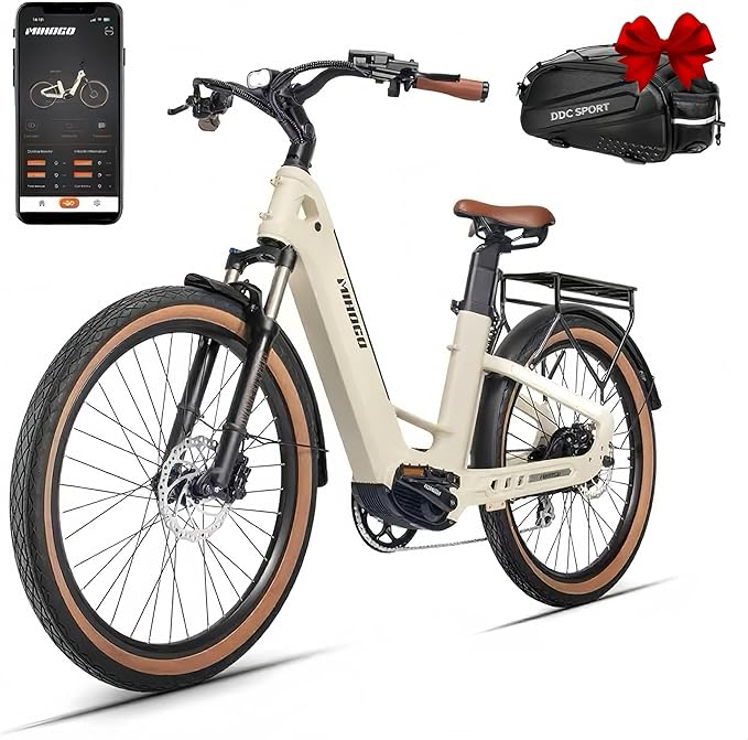 Carbon Fiber Electric Bike, 48V Dual Battery 128 Miles Ebike, Peak 1000W Motor 25MPH, 26'' Big Tires, 7-Speed, Hydraulic Brakes, Front Suspension Electric Bicycle for Men/Women Commuter