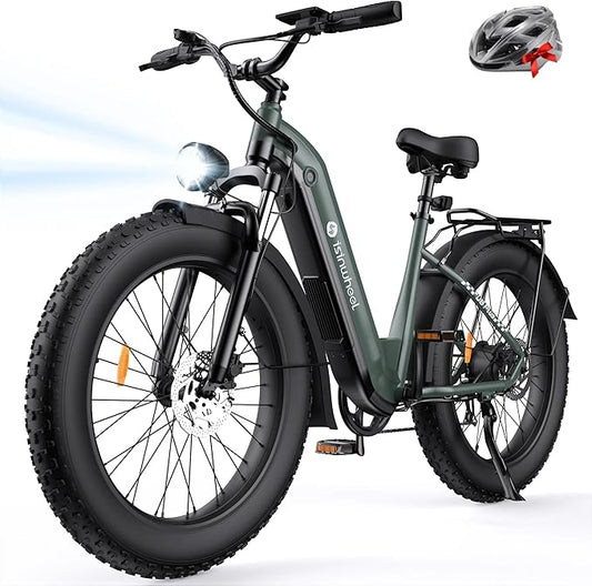 isinwheel U8 Plus Electric Bike for Adults,1500W Peak Motor Hydraulic Brake Ebike,Max 20/28MPH 75-105Miles Electric Bicycle with 13AH/18AH Battery,26" Step-Thru Fat Tire Commuter E Bike for Adults