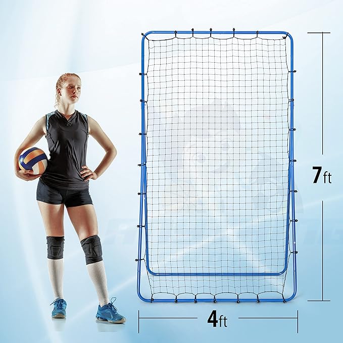 The Original Fully Adjustable 7x4 Feet Volleyball Rebounder Net from Anything Sports - Practice Sets, Spikes and Digs at Any Angle from Home- 12 Month No Questions Asked Warranty