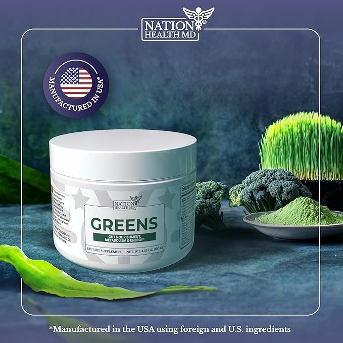 Greens Superfood Powder - Green Powder Supplement with Spirulina, Probiotics & Digestive Enzymes - 44 Superfoods, Energy, Metabolic Support & Gut Health - 30 Servings