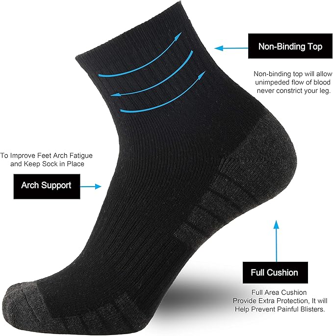 ONKE Max Full Cushion Low Cut Quarter Socks for Men Athletic Running Training Work Thick Warm Moisture Control Anti Blister