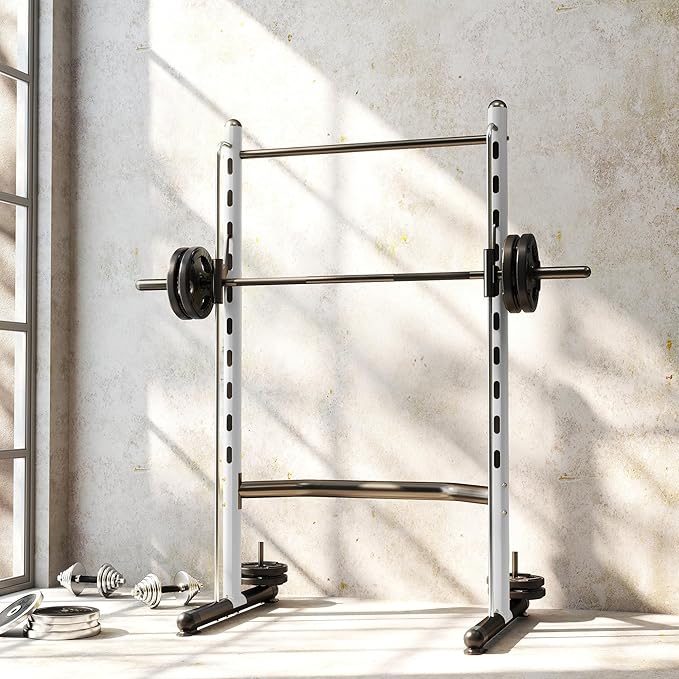 Soozier Squat Rack with Pull-Up Bar, Adjustable Power Rack with Barbell Bar, Multi-Functional Bench Press Rack for Home Gym Strength Training