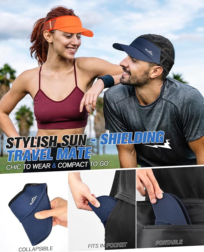 GXCROR Sports Sun Visor Hat Men Women, Lightweight Breathable Quick Dry Sports Sun Hat for Running Golf Tennis