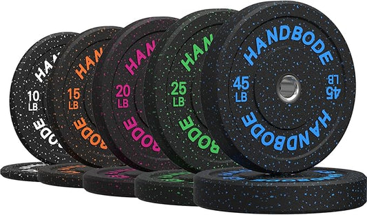 Colored Bumper Weight Plates Olympic Weight Plate Set 2-Inch, 10/15/20/25/35/45/55 lb Barbell Weight Plates Set for Home Gym, Rubber Strength Training Weights Plates for Weight Lifting