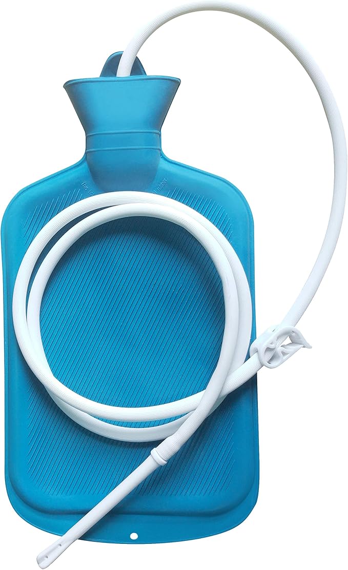 Abyclean Rubber Enema Bag Kit Anal Douche Vaginal Douche Enema Cleaner for Women’s or Man’s Health (Blue-2L)