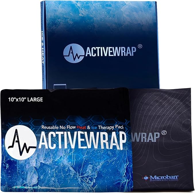 Ice Pack for Injuries Reusable, Hot Cold Packs for Pain Relief, First Aid & Injury Recovery. Individual Pack Cover Included for use in ActiveWrap Hip, Knee or Back Ice Wraps Lg, 10 x 10 inches