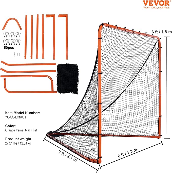VEVOR Portable Lacrosse Goal - Complete Training Accessory Set with Extended Coverage for Youth and Adults