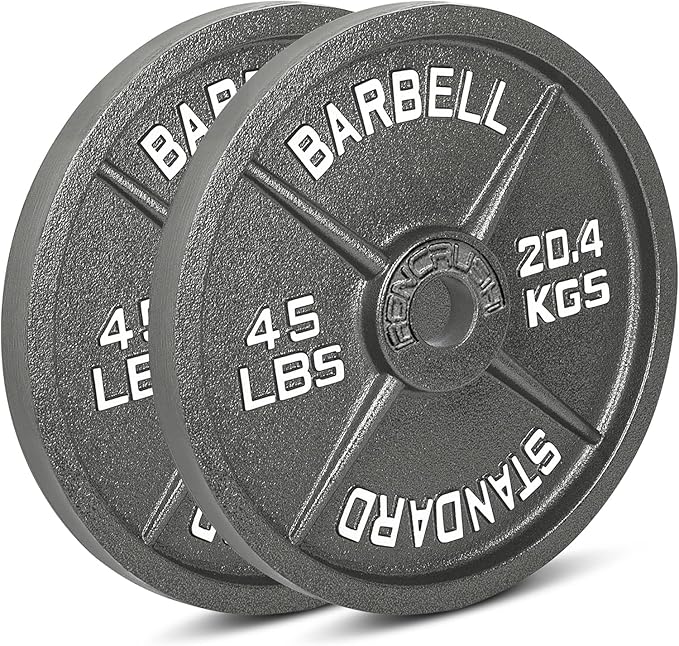 Cast Iron Olympic Weight Plates – Free Weights with 2-inch Hole & Anti-Rust Hammertone Finish - Ideal for Strength Training, Crossfit Equipment & Home Gym Set – Sold in Pairs - 2.5LB–45LB