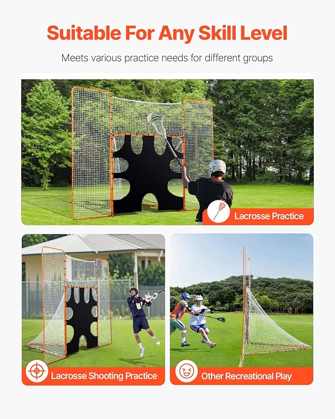 VEVOR Portable Lacrosse Goal - Complete Training Accessory Set with Extended Coverage for Youth and Adults