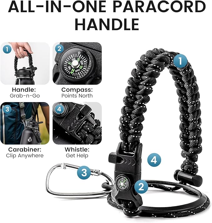 128oz Insulated Water Bottle, Triple Wall Vacuum Stainless Steel Water Bottles - Keeps Cold 48H, Reusable One Gallon Flask Jug for Gym, Sports, Camping, Hiking,Travel, Black Speckled