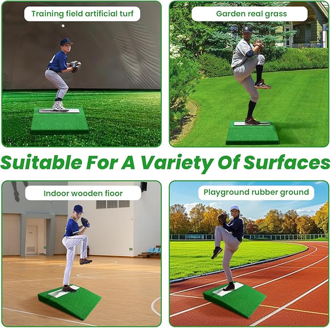 4" Pitching Mound, Baseball Pitcher's Mound with Carry Handle and Regulation Pitching Rubber, Baseball Pitching Training Equipment 30x30x4 Inch for Indoor and Outdoor