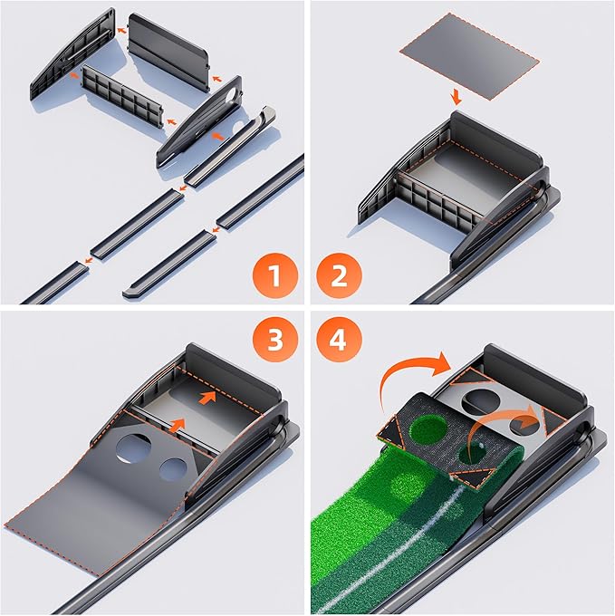 Golf Putting Green Indoor Putting Mat Golf Practice Green for Indoor Training Matt Set with Auto Ball Return, Men's Gifts Accessories for Golfers, Home Office Backyard Use, with 3 Balls