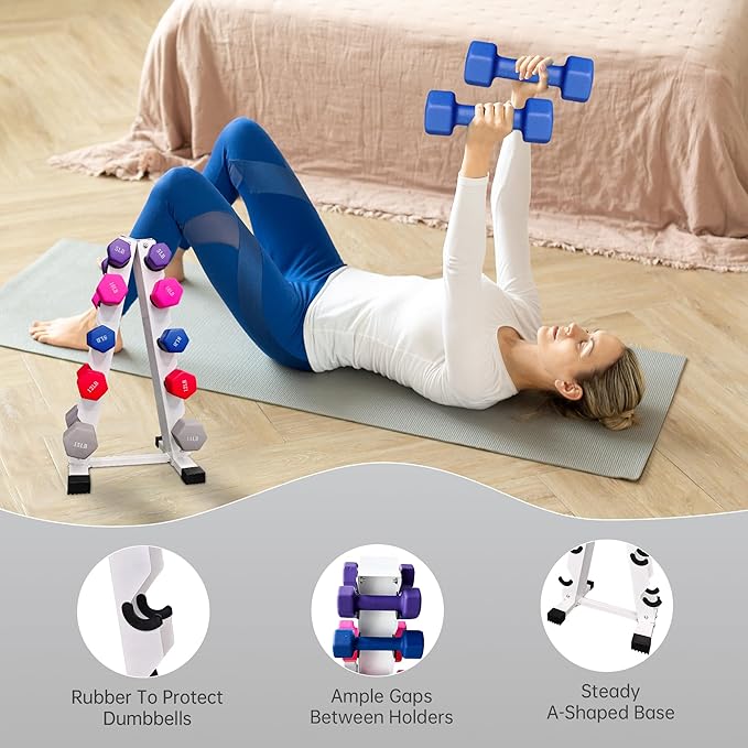 Ritafer 6-10 Pair Hex Rubber Dumbbell Set 350/450 and 550 lbsï¼?-50 lbs ）Hand Free Weight for Strength Coated Encased Iron Weights with Dumbbells Storage Rack Home Gym