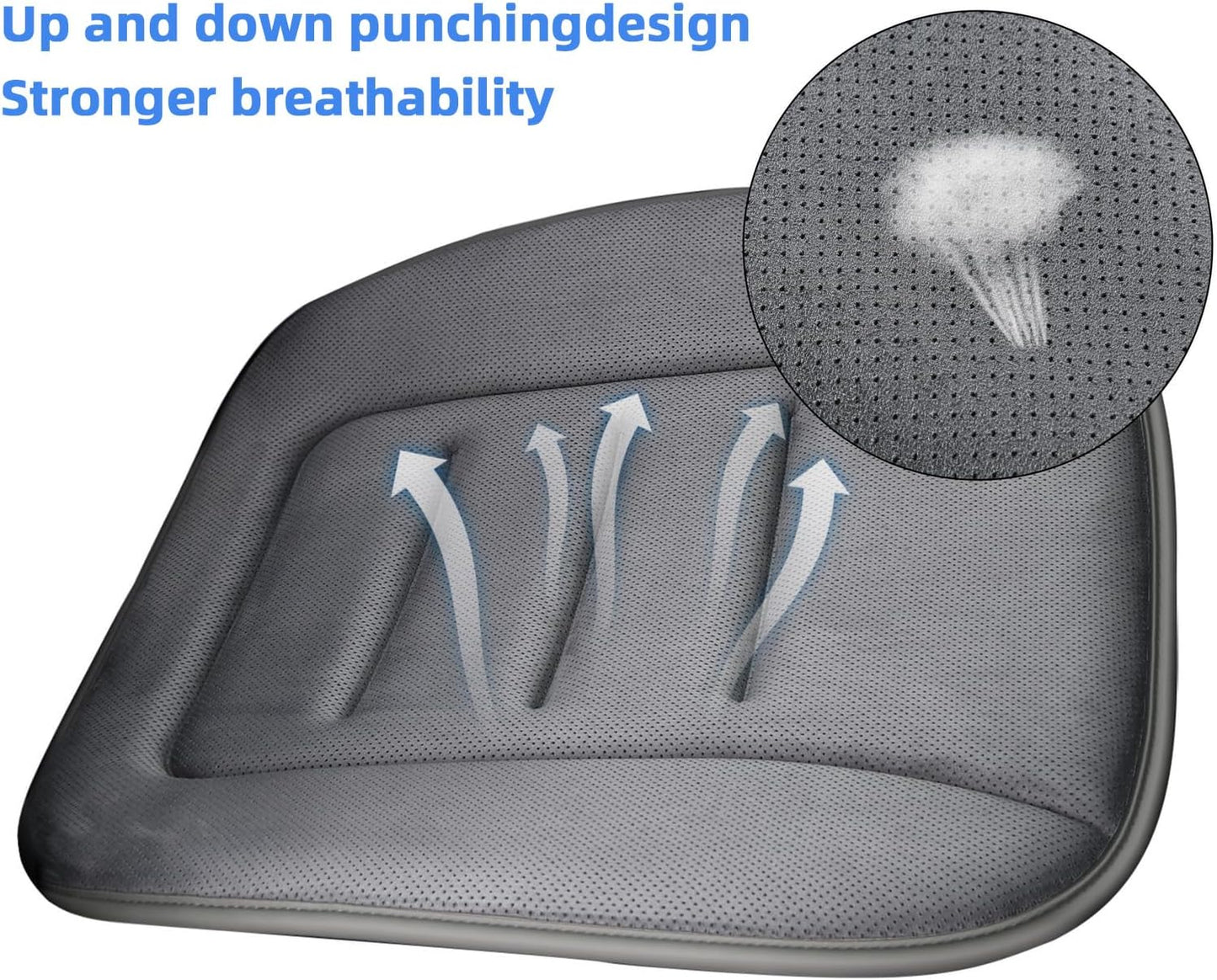 KAYI Car Seat Cushion, Memory Foam Car Seat Cushion, Anti Slip Rubber Bottom Car Seat Cushions for Driving, Suitable for Car and Office Chairs (Grey)