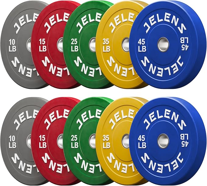 Olympic Barbell Weight Plates Set, 2-Inch Black/Colored Rubber Bumper Plate Weight Set for Strength Training and Weightlifting, Multiple Options