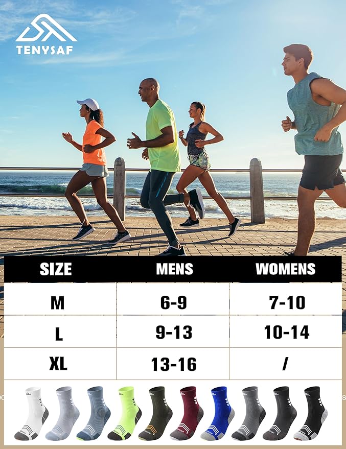 Compression Sport Running Socks: Athletic Crew Socks for Men Women Cycling Hiking Basketball Work,3 Pairs