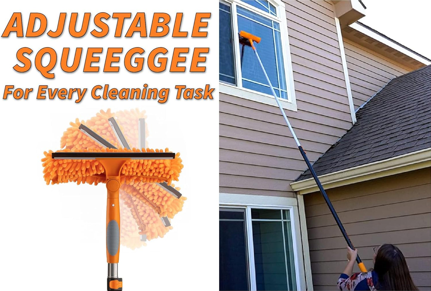36 Foot High Reach Duster Kit with 5-30 ft Extension Pole // High Ceiling Dusting and Window Cleaning Kit with Telescopic Pole // Window Washer & Squeegee, Cobweb Duster, Fan Blade and Feather Dusters