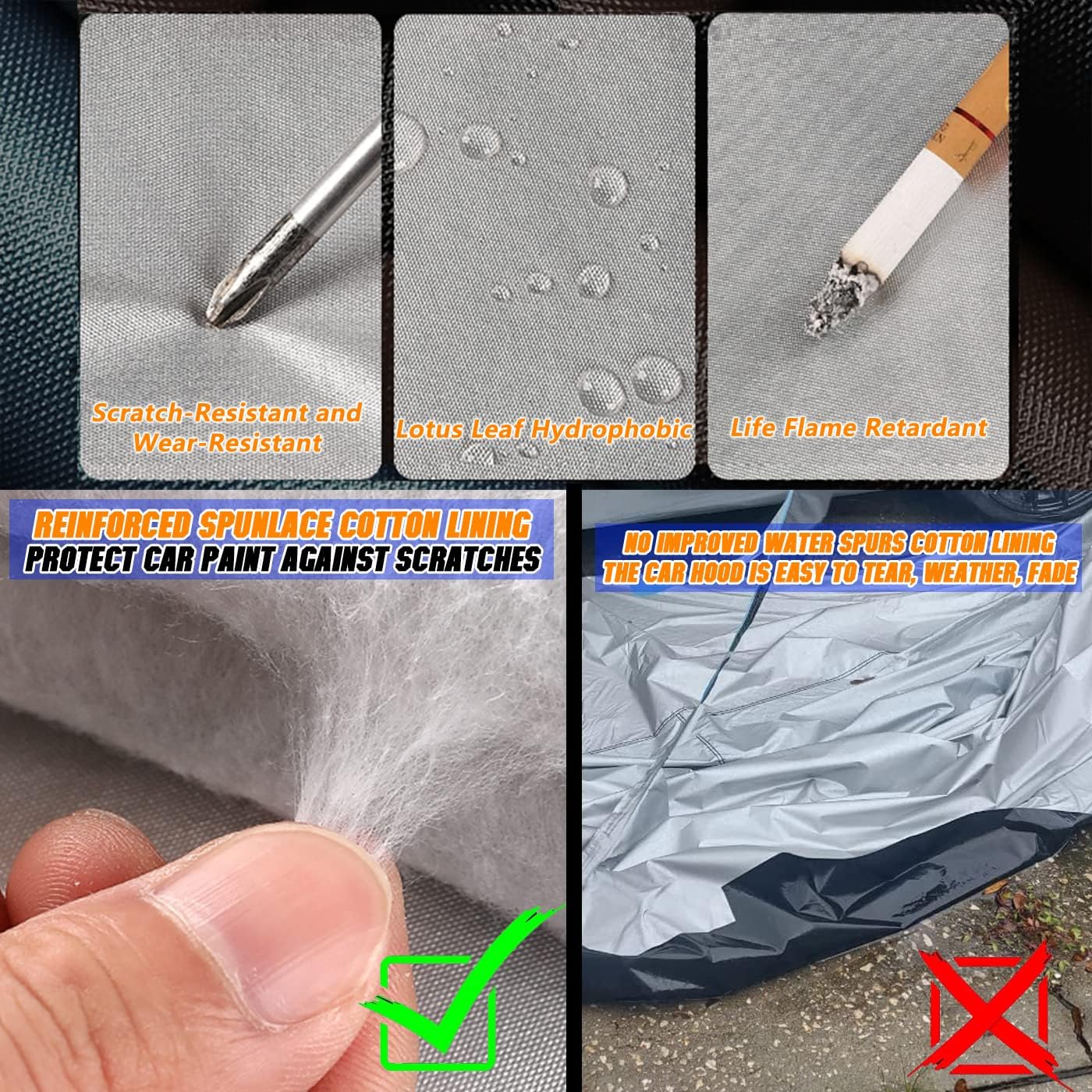 Breathable New Material, Waterproof Car Cover, Locks and Zipper Doors, Sunscreen Waterproof UV Prevention Snowproof Wind and Windproof,Suitable for Indoor Outdoor,for Pickup 180"-206" -B6