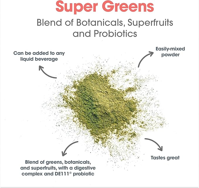 Allergy Research Group Super Greens - Superfood Green Powder with Spirulina, Chlorellla and Oat Grass, Clinically-Studied Probiotic Support for Women and Men - 8.45 oz (240 g)