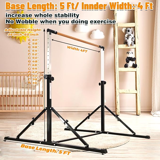 4FT/5FT Gymnastic Bar Set Gymnastics Horizontal Bar Gymnastics Kip Bar for Kids Home Use