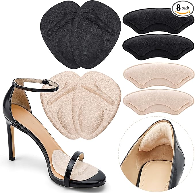 Ball of Foot Cushions,Metatarsal Pads for Women,Heel Cushion Pads, Heel Grips Liners for Heel Pain Relief, Blisters,Friction, Non-Slip Shoe Inserts for Loose Shoes,Shoe Fillers Make Shoes Fit Tighter
