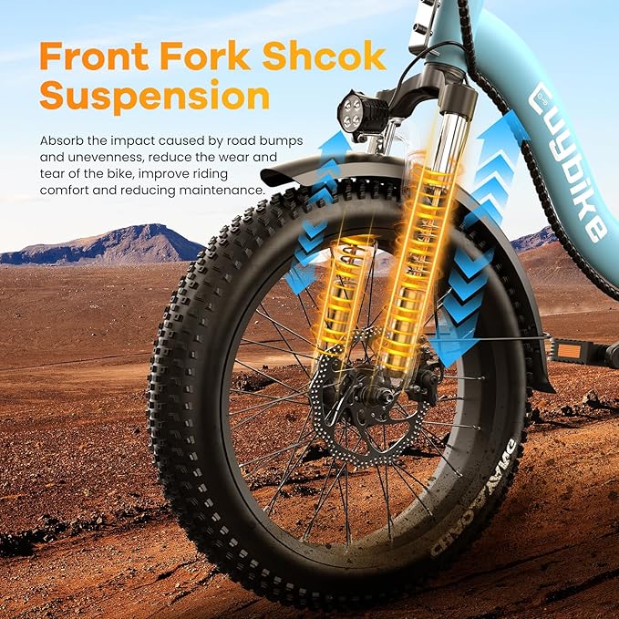 Folding Electric Bike for Adults with Peak 1000W Motor, 48V 20AH Battery up to 30MPH 80 Miles, 20" Fat Tire All Terrain Ebike, Front Suspension 7-Speed Commuter E Bike, Step-Thru, UL Certified