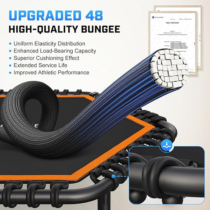 ANCHEER 50" Rebounder Trampoline for Adults With Bar, 550 LBS Mini Trampoline Quiet Exercise Bungee Jumping Cardio Trainer Workout