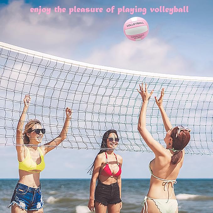 Volleyball Official Size 5 for Indoor Outdoor, Thicker PU Soft Volleyball Kit for Girls Boys Teenager Adults Beach Game Gym Training Beginner