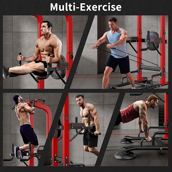 sogesfurniture Adjustable Dip Station & Pull Up Bar – Heavy Duty Calisthenics Workout Equipment for Home Gym, Multi-Function Fitness Training with Push Up Handles, Dips, Pull Ups & Push Ups