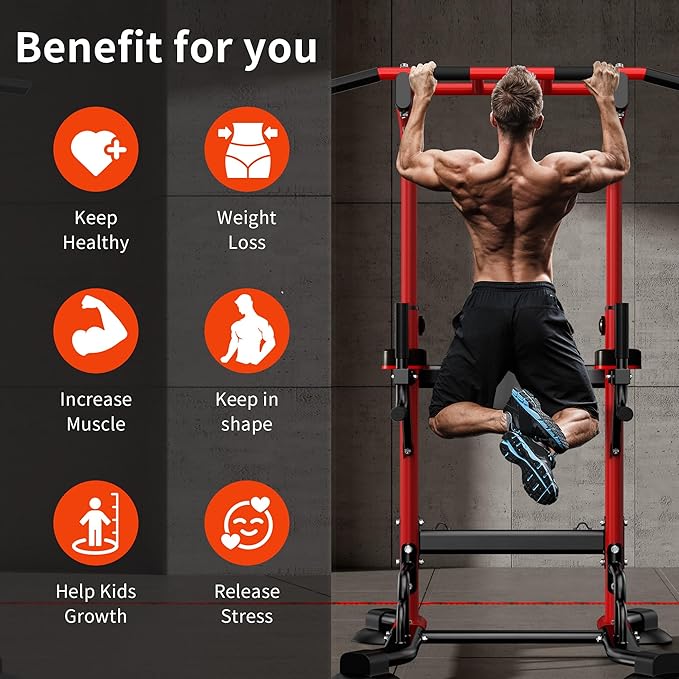 sogesfurniture Adjustable Dip Station & Pull Up Bar – Heavy Duty Calisthenics Workout Equipment for Home Gym, Multi-Function Fitness Training with Push Up Handles, Dips, Pull Ups & Push Ups