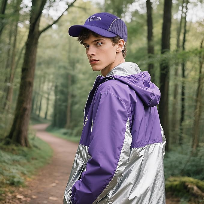 CLAPE Quick Dry 5 Panel Hat for Men, Breathable Mesh Short Brim Baseball Cap, Reflective Ajustable Outdoor Sport Running Hat