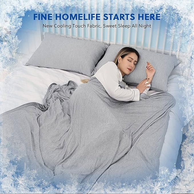 HOMFINE Cooling Blankets for Hot Sleepers - Summer Blanket Thin Lightweight Breathable Soft Double Side Enhanced Cooling for Bed Couch Sofa, Keep Cool for Night Sweats (Grey, 108 x 90 inches)