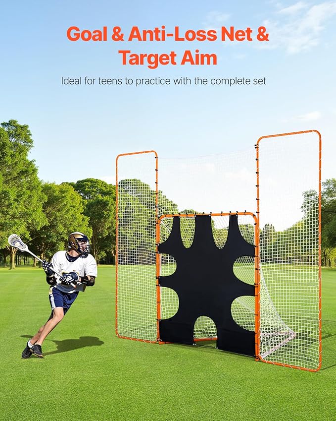 VEVOR Portable Lacrosse Goal - Complete Training Accessory Set with Extended Coverage for Youth and Adults