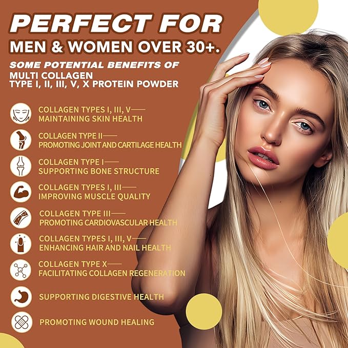 Zammex Multi Collagen Peptides Powder, Type I & III & V & X, Chocolate Collagen Protein Powder, Hydrolyzed Collagen, Supports Hair and Skin, Gut Health, 41 Servings, 1LB