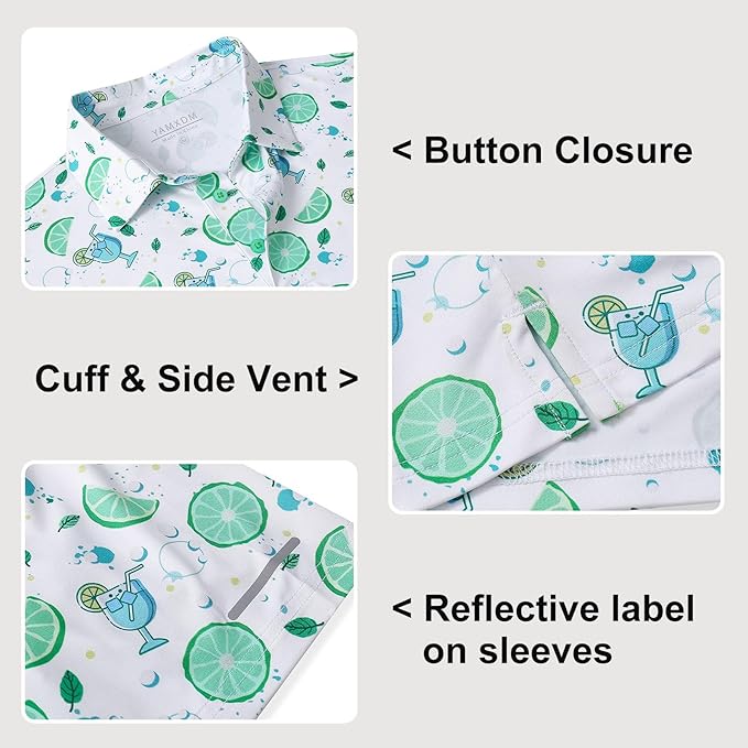 Golf Shirts for Men - Moisture Wicking Short Sleeve Performance Sport Casual Striped Collared Mens Polo Shirt