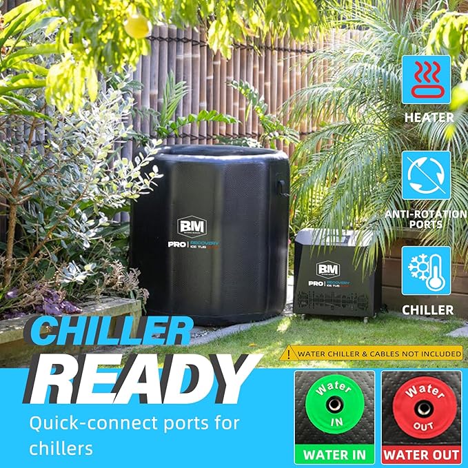 Inflatable Ice Bath Tub for Athletes, Cold Plunge Recovery Tub with Insulated Lid, EVA Groundsheet, Backpack, 115 Gallon Capacity, 39" x 39" x 35.4", Portable Durable Design